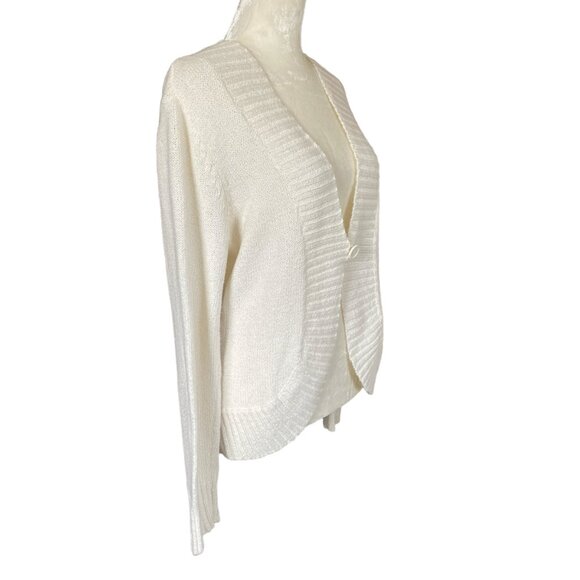 New York & Company women's medium ivory cream soft long sleeve stretchy cardigan - Picture 2 of 10